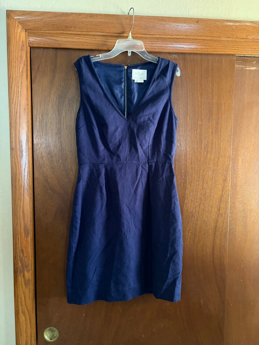 Kate Spade New York Navy Linen Blend Sheath Dress Sleeveless Size 8 Career